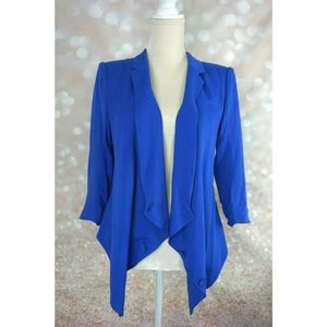Barneys New York Blue Waterfall Drape Blazer